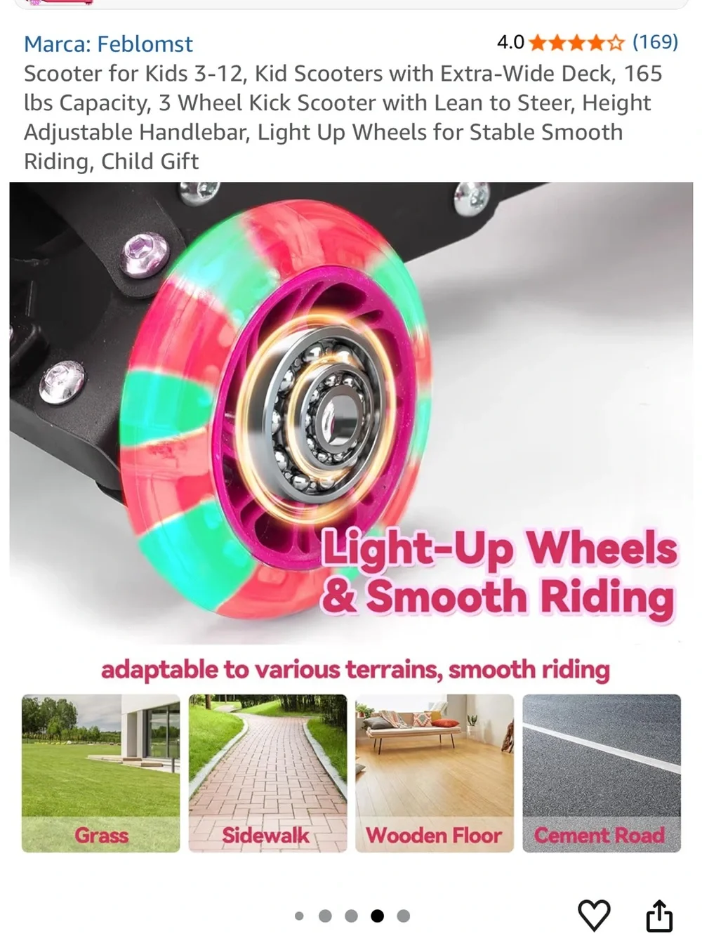 Kids 3-Wheel Light-Up Scooter - Pink